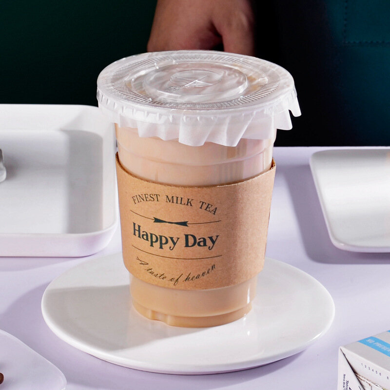 Customized productCustom LOGO Printed Disposable Plastic PET Ice Coffee Milkshake Boba Milk Bubble Tea Cup With lids