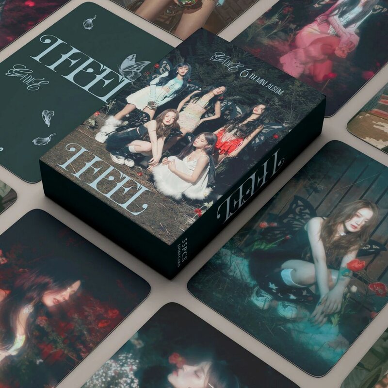 55pcs/set Kpop (G)I-DLE Postcards I FEEL Butterfly Lomo Cards  GIDLE Album Girls I Burn Photo Card Postcard Fans Gift 2023