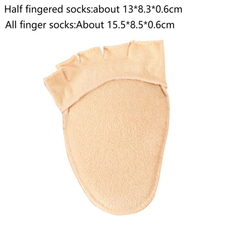 2pcs=1pair Foot Care Toe Separator Bunion Sweat absorption Half Insoles Anti slip adhesive Elasticity Five Finger Socks