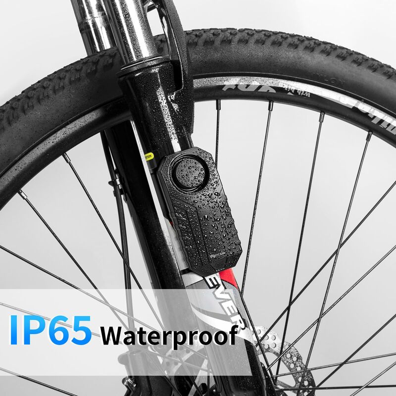 Ouspow สัญญาณเตือนมอเตอร์ไซค์กันน้ำ, 113dB ควบคุมระยะไกลไร้สายป้องกันการสูญหายเซ็นเซอร์สัญญาณเตือนความปลอดภัยสำหรับจักรยาน