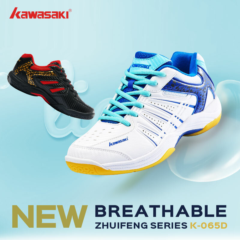 Kawasaki Sepatu Bulu Tangkis Baru Sneakers Pria Sepatu Olahraga Antilembap Tenis Antiselip untuk Pria Wanita K-065D