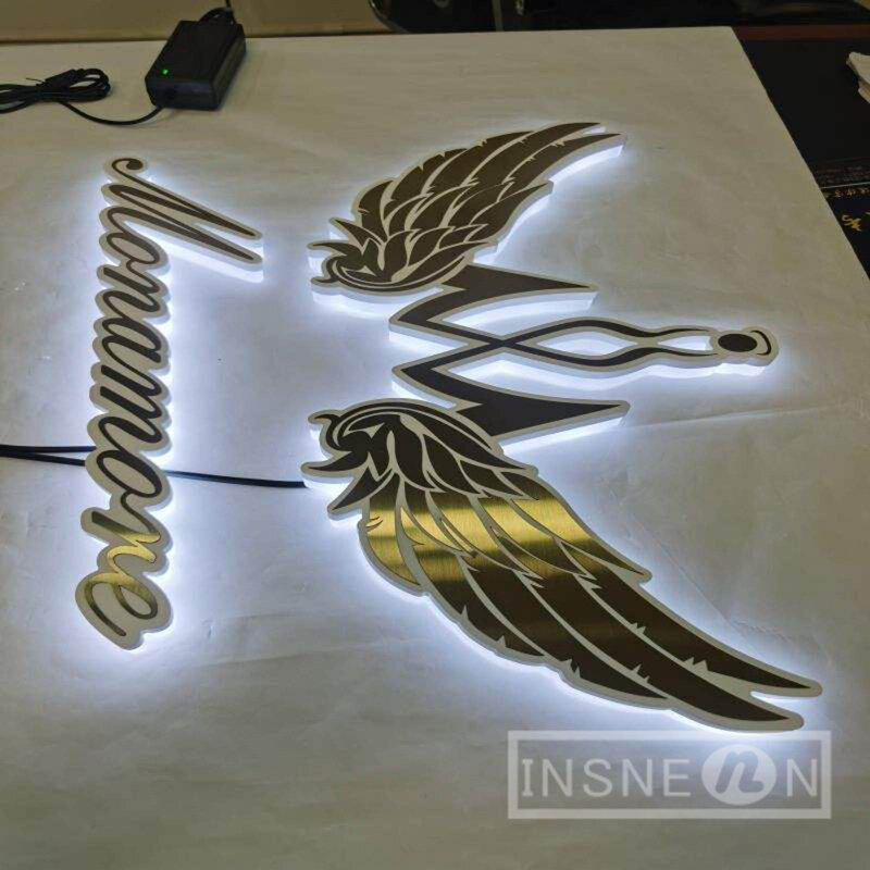 Podświetlany znak 3D świecący z metalowym akrylem do wnętrz firmowych firmowych firmowych firmowych oznakowań firmowych