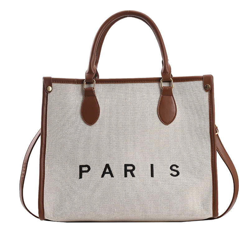 Luksusowe kobiety o dużej pojemności torby na ramię projektant Paris list wydruk płótna torebki i torebka kobieta torba Retro typu Crossbody