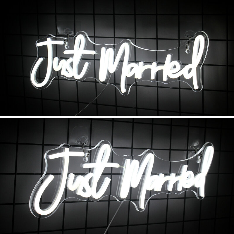 Just Married Neon Signs for Wedding Wall Decor Gift Party Engagement Personalized Led Neon Lights Signs for Bedroom Home Neon