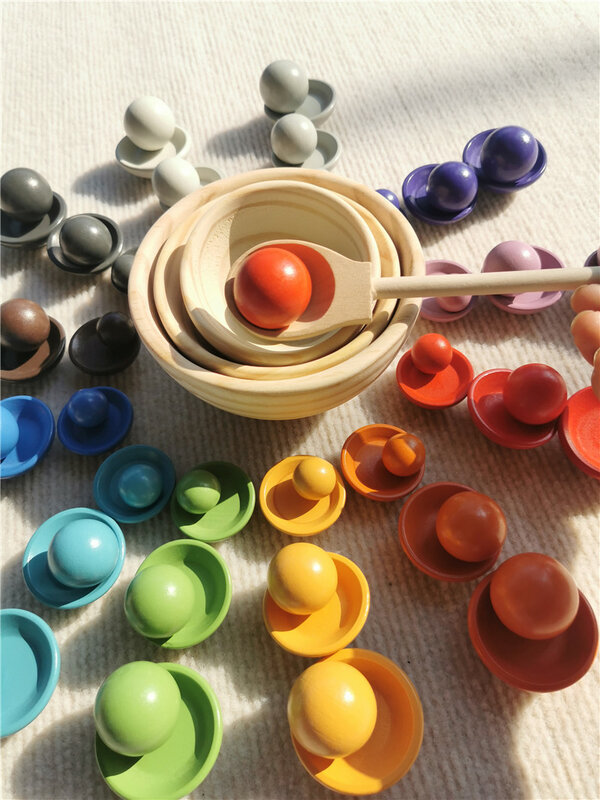 Jouet Montessori en bois pour enfants, gobelets de tri avec perles, sucettes sensorielles, gâteau d'anniversaire gaufré avec bougie numérique