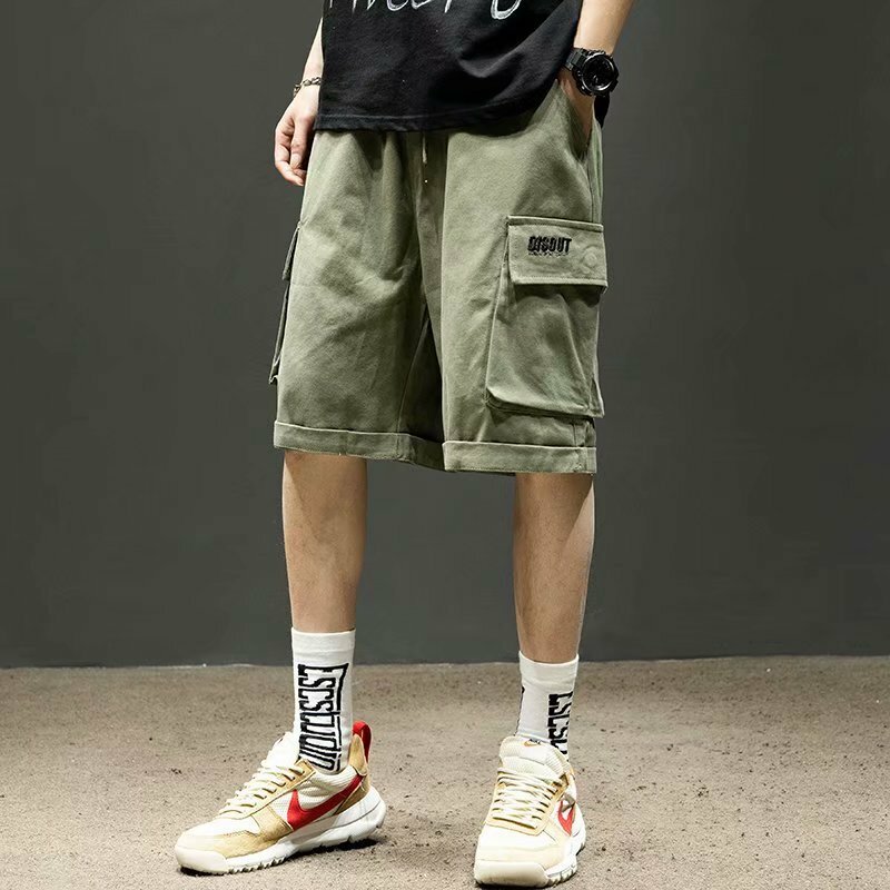 Plus Size 4Xl 5Xl Cargo Pant Men Knee Length Multi Pockets Buttons Man Loose Shorts Joggers Summer New Work Shorts Pants