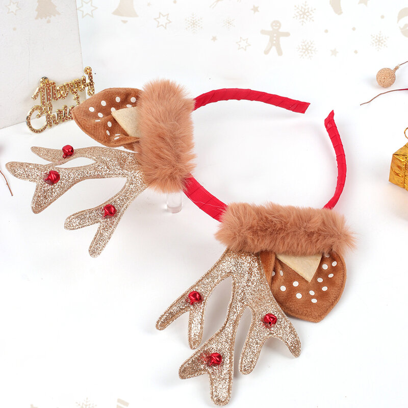 Oaoleer-diademas de Navidad, accesorios para el cabello de Navidad, diadema de fantasía con astas de reno, diademas, decoraciones de Feliz Navidad