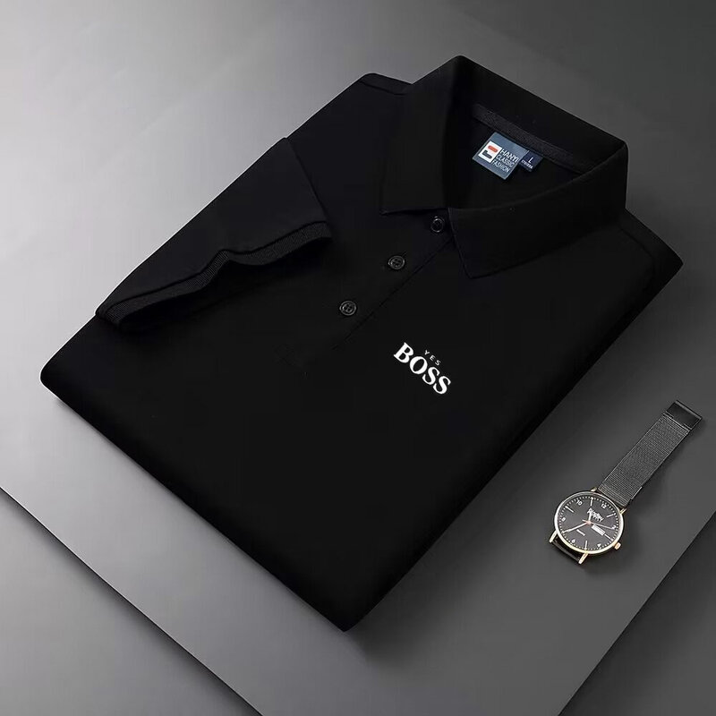 Hot selling summer men's fashionable polo uniforms, golf club sleeve shirts, casual lapels, high-end innovative luxury tops