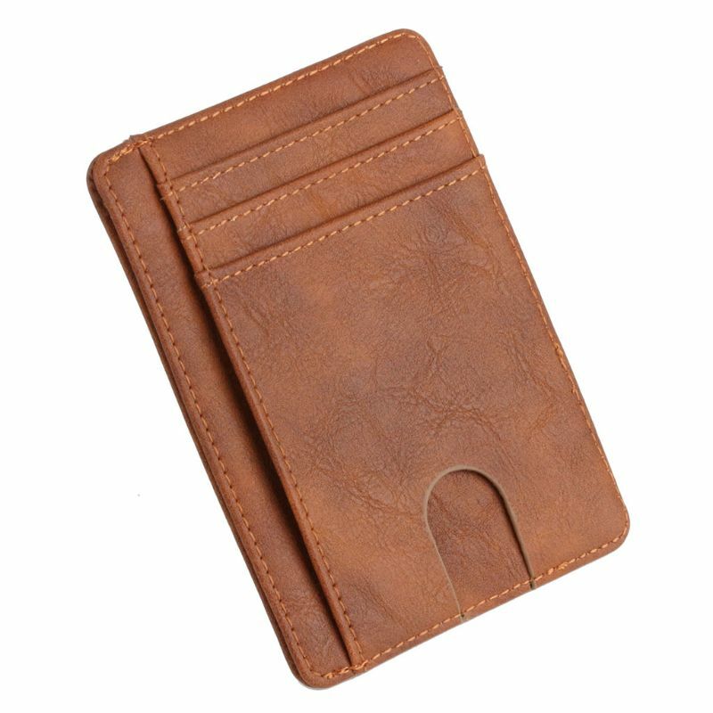 男性と女性のためのミニマリスト財布 RFID フロントポケット レザー カード ホルダー ウォレット