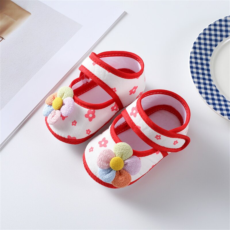 Infant Baby Girls First Walkers Cozy Shoes Non-Slip Flower Princess Dress Shoes Soft Baptism Crib Shoes