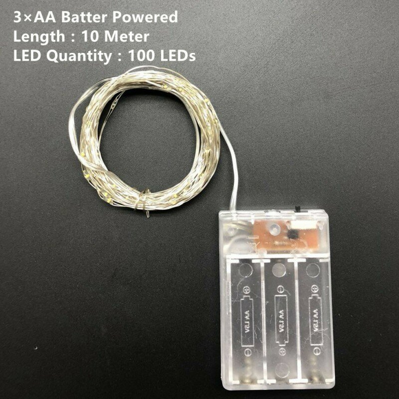 2M/5M/10M Batterij Led Micro Mini Koperdraad String Sprookjeslicht Strijkers Verlichting Kerstfeest Kamer Decor