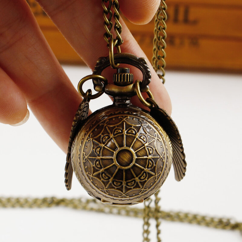Карманные часы с бронзовой цепочкой и ожерельем, маленькие повседневные Модные кварцевые часы, лучший подарок для детей, мужчин и женщин