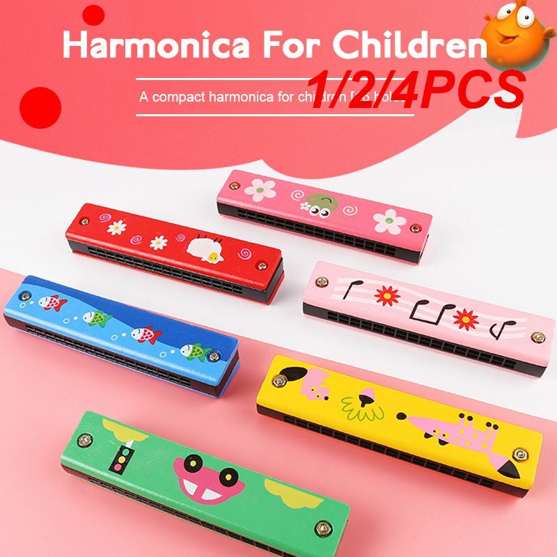 หีบเพลงปากฮาร์โมนิก้าลายการ์ตูนมีรู1/2/4ชิ้นเครื่องดนตรีสำหรับเด็กเครื่องดนตรีทางการศึกษาอะไหล่ของขวัญสำหรับเด็กของเล่นสากล