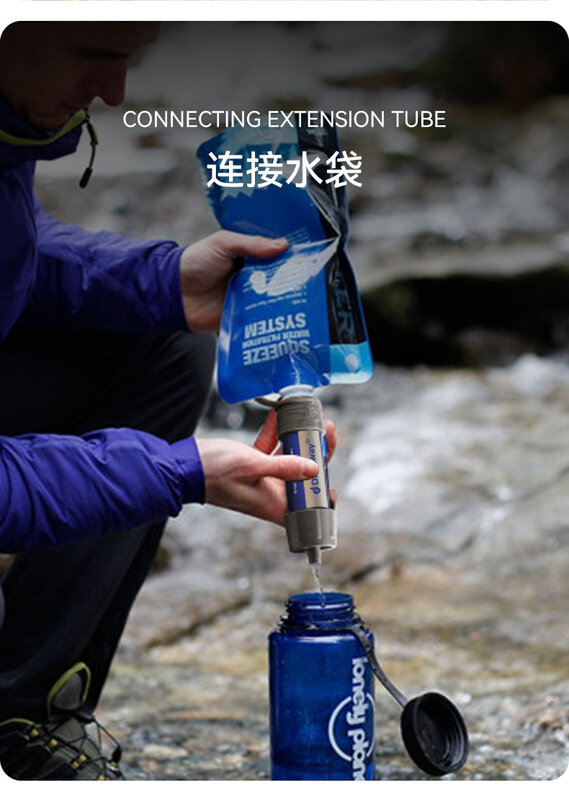 Outdoor Camping Survival Portable Water Purifier Tool Individual Water Purifier Suction Pipe Water Filter Source