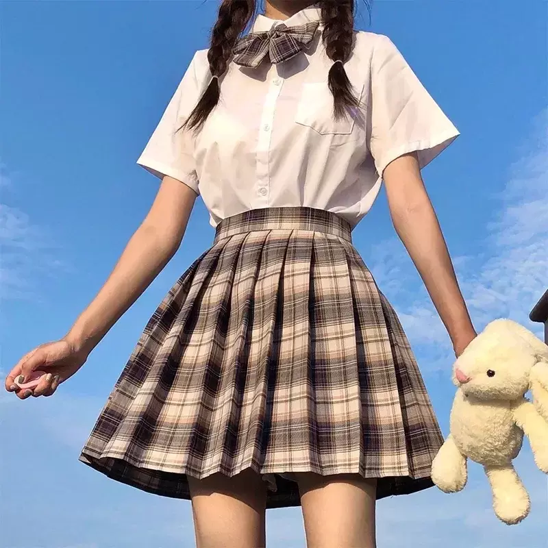 Plaid Sailor Pleated Waist Mini Sexy  Suit High Japanese A-line Girl School Uniforms