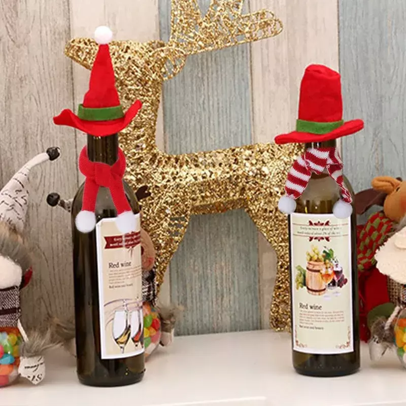 Mini Santa Schal Winter rot stricken Weinflasche Dekor bequeme Schal Neujahr Party Dekoration liefert Mode accessoires