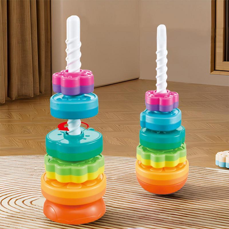 Rainbow Spinning Stacker Toy para crianças, Brinquedo giratório, Empilhador de anel, Natal, Presentes de aniversário, Menina, Menino, 1 ano, 2 anos, 3 anos