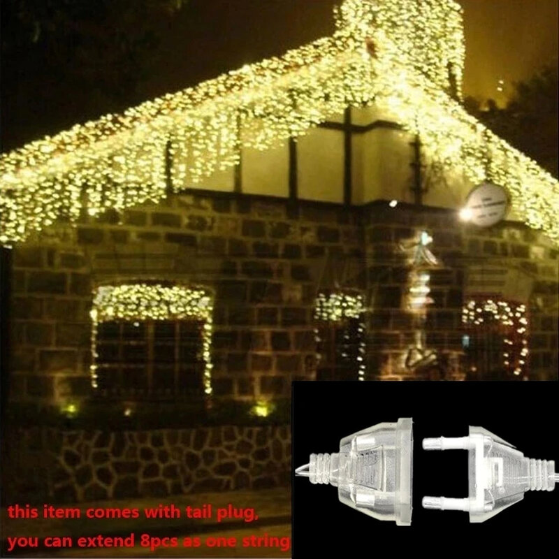 Cortina Icicle LED String Lights Decoração de Natal ao ar livre, interior, Ano Novo, Festa de Jardim, Droop 0.4-0.6m, AC 220V, 5m