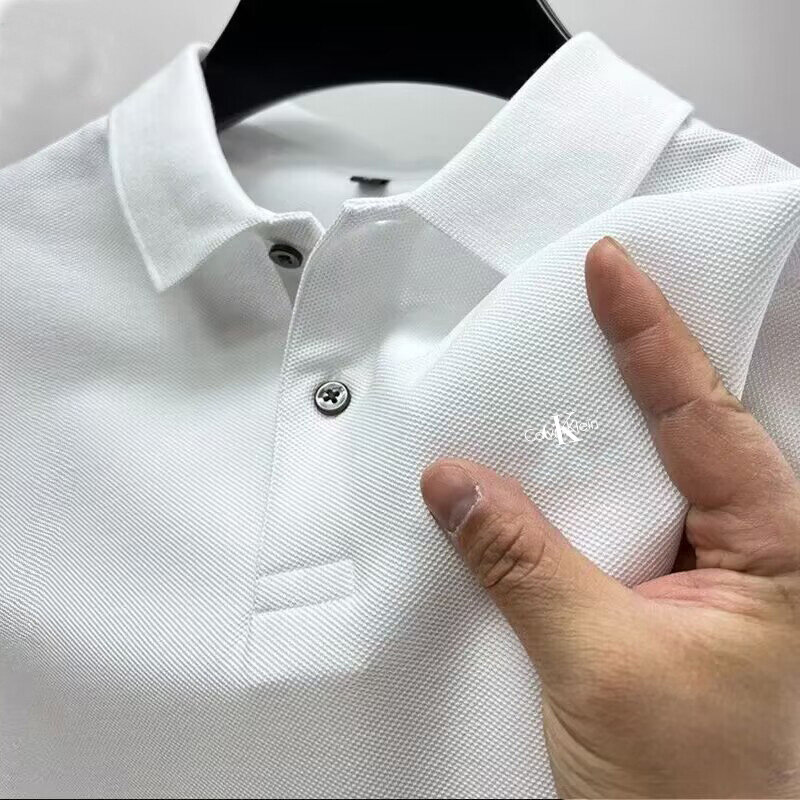 2024 z krótkimi rękawami letnia Europa i Stany Zjednoczone nowa koszulka POLO na zamek z krótka, w paski rękawami męska koszulka Polo