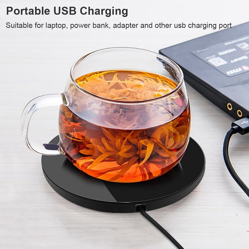 Coffee Cup Heating Glass, USB Heating Bearing Electric Heating Milk Thermostatic Water For DC 5V Office Desk House Easy To Use