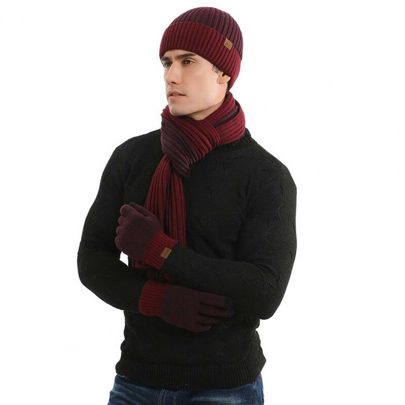 Women Hat Scarf Gloves Set Ultra-thick Winter Beanie Hat Long Scarf Touchscreen Gloves Set Super Soft Windproof Winter for Men