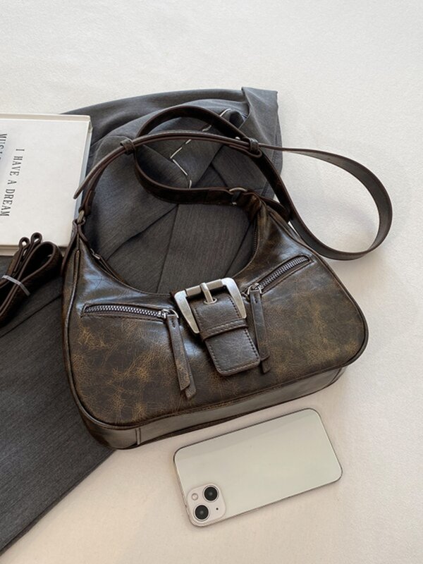 Винтажные коричневые сумки-Хобо JIAERDI, кошелек, Женская милая крутая кожаная сумка-мессенджер на молнии, женские повседневные сумки через плечо в стиле ретро, Bolsos