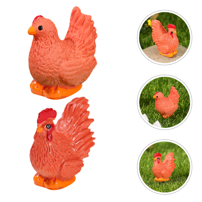 Micro paisagem ornamento, modelagem animal adornos, galo ornamentos, galinha estátua, 10 pcs
