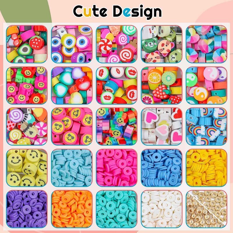소녀용 팔찌 만들기 키트, 과일 스마일 페이스 칩, 쥬얼리 액세서리, 창의적인 DIY 선물