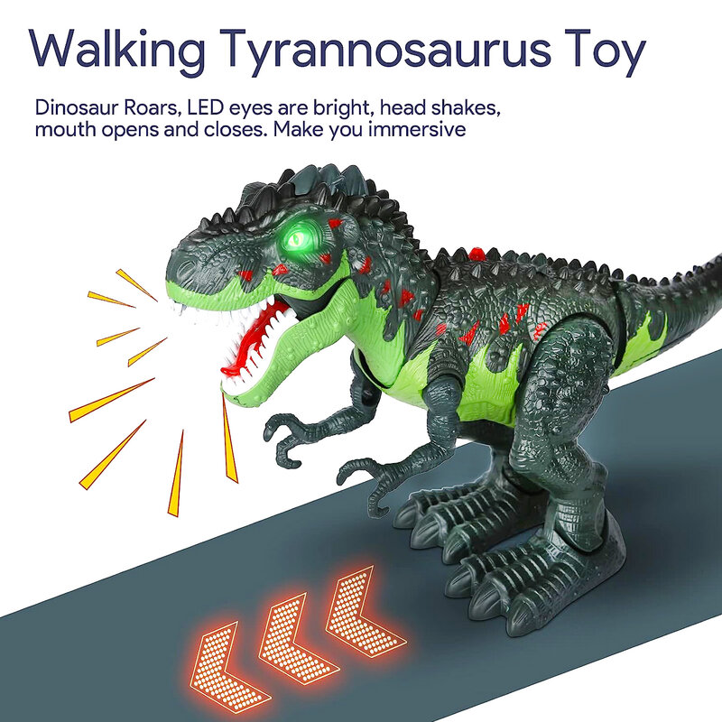 恐竜のおもちゃのウォーキング-rextyrynosaurusシミュレートされた炎のスプレー耳耳をケアする男の子のための音のおもちゃages3