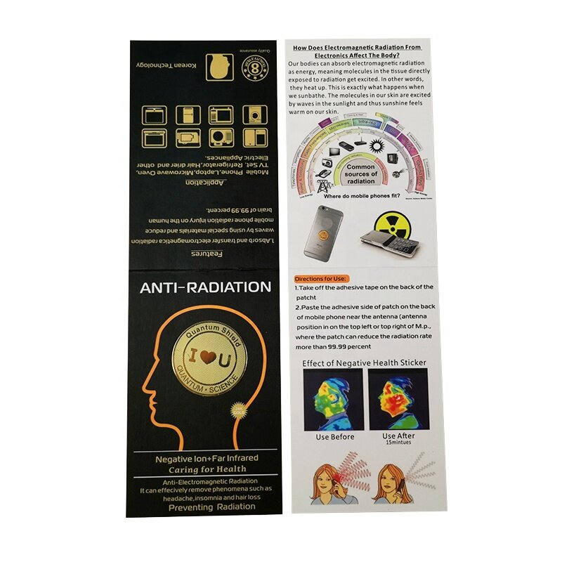 Custom  Human Anti Radiation Phone Sticker EMF Protection Quantum Energy Shield Mobile Phone Sticker.