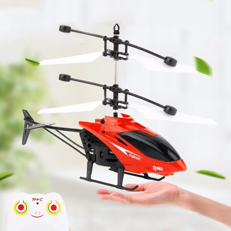 Pesawat helikopter Remote Control, mainan anak-anak, pesawat helikopter terbang Mini interaksi, gerakan penginderaan lampu berkedip