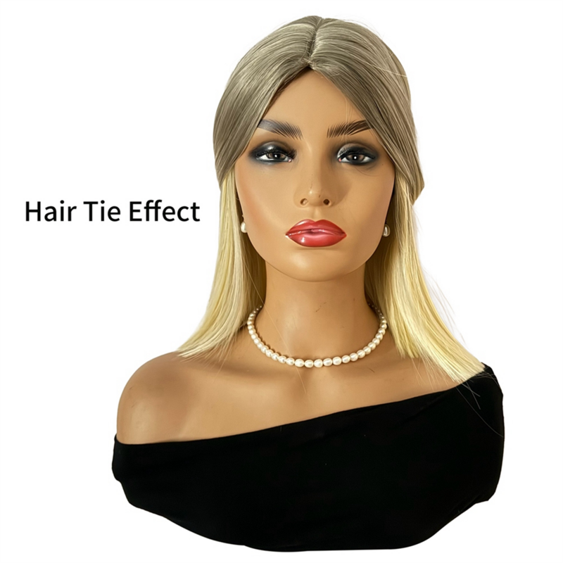 WIND FLYING Europe United States Wig Woman Chemical Fiber Medium-Length Straight Hair Wig Head Covering Blonde Elegant Wig
