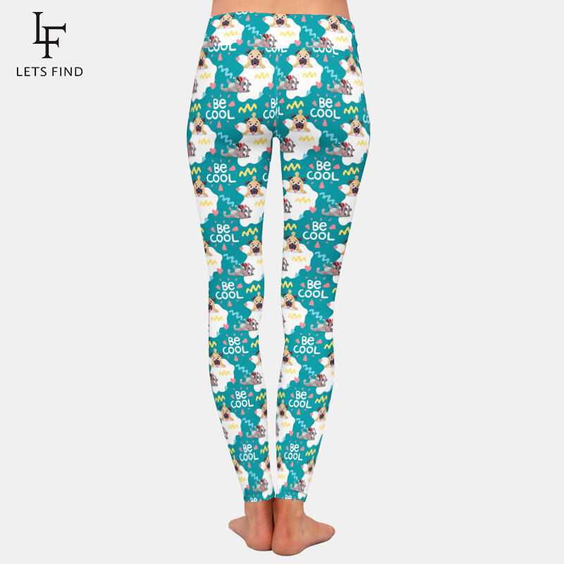 LETSFIND – pantalon de Fitness taille haute pour femme, Leggings extensibles et Sexy, motif Animal de compagnie 3D, imprimé carlin, chiens et chats