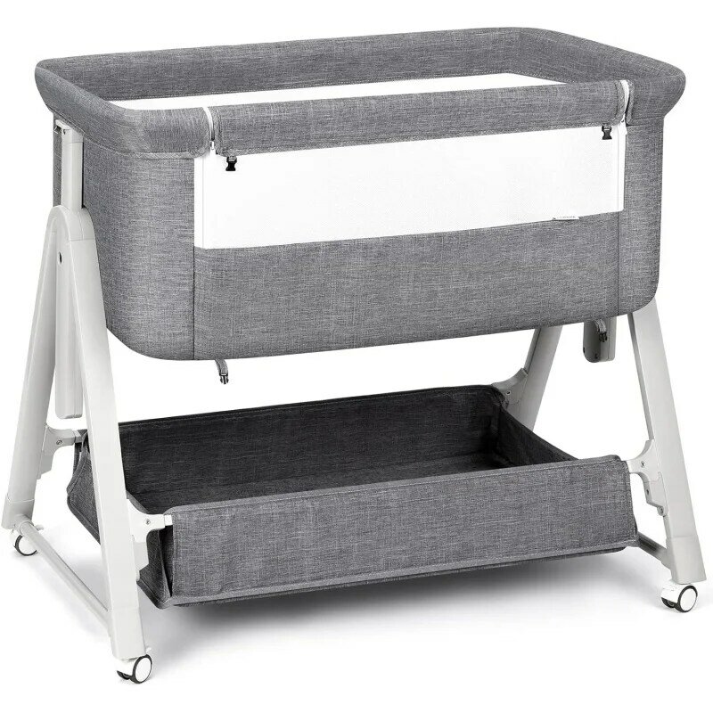 Cowewie-赤ちゃん、幼児、新生児用のベッドサイドスリーパー、収納バスケット付き、組み立てが簡単で調整可能、キャビネットc