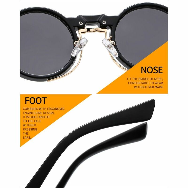 Óculos de sol vintage com moldura redonda para homens e mulheres, pequenos gradientes, proteção UV400, óculos de sol punk, Y2K