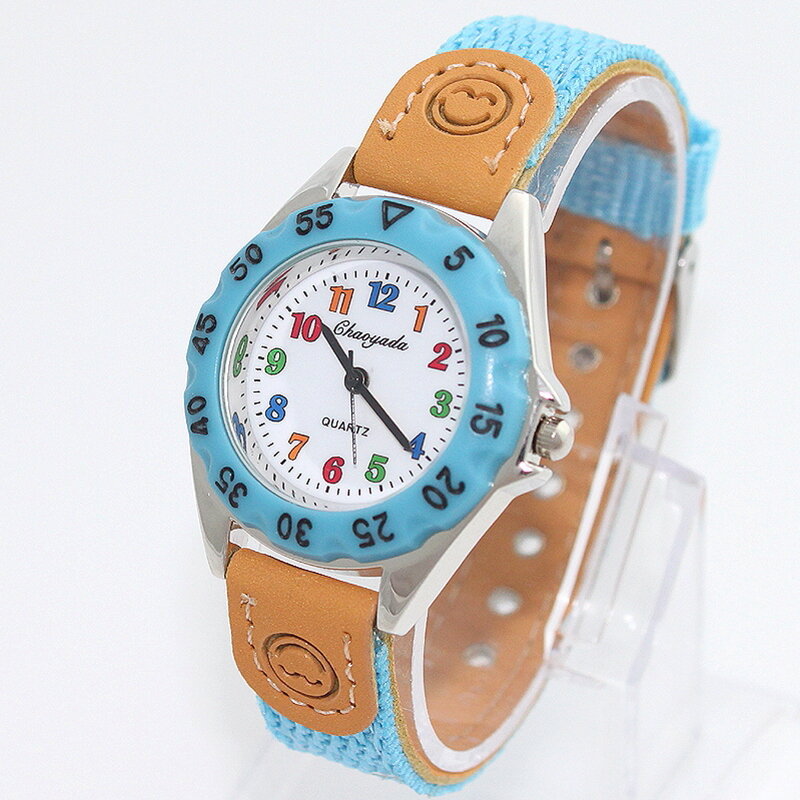 นาฬิกาข้อมือ Chaoyada เด็กเด็กหญิงเด็กชาย24ชั่วโมงผ้าใบควอตซ์นาฬิกาข้อมือเด็กนักเรียนทหารนาฬิกากันน้ำ
