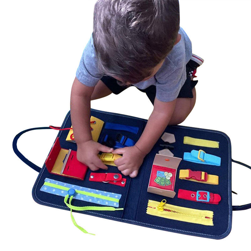 Bambini giocattoli Montessori Baby Busy Board Buckle Training Essential Educational Sensory Board per i più piccoli sviluppo ntelligiment