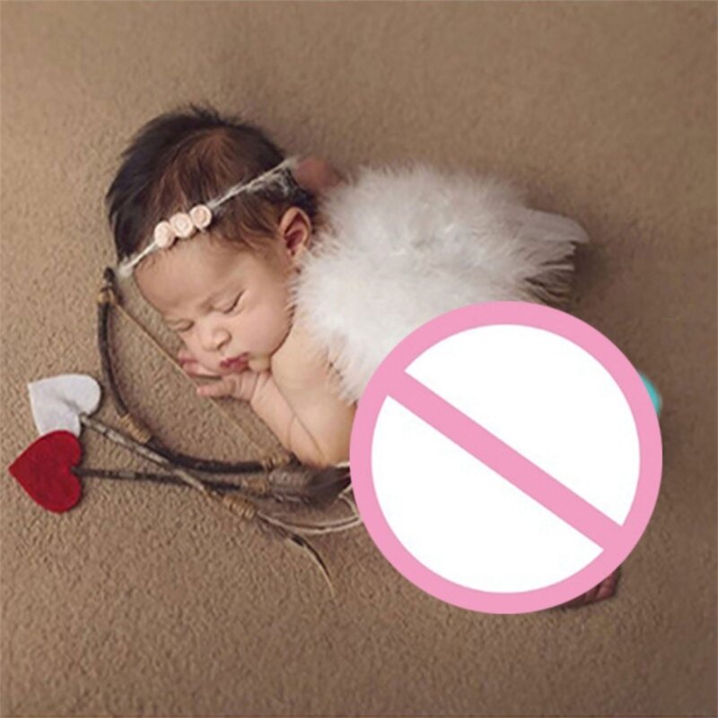 HUYU Infant Angel Wing Bow & Arrow Photo Props Baby Angel Feather- Wings with Arrow Baby Photo Props Photography Props Gift