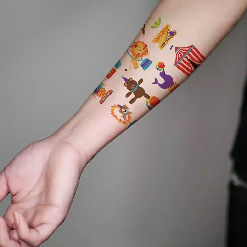 1/8Pcs Fake Tattoo Stickers Cartoon Temporary Tattoo Kids Children Hands Arm DIY Body Art Tatuaze Dla Dzieci Tatuajes Temporales
