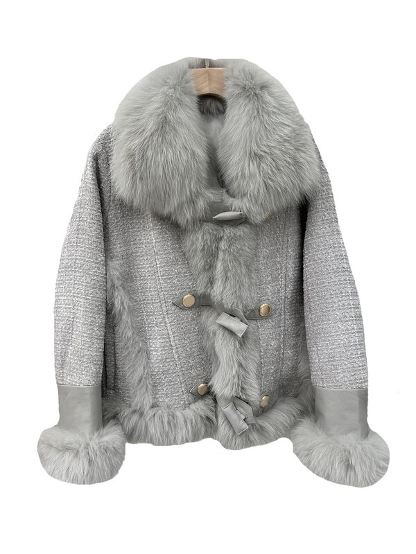 Daunen jacke Revers lose Form Spleißen Pelz kragen Design warm und gemütlich Winter neu