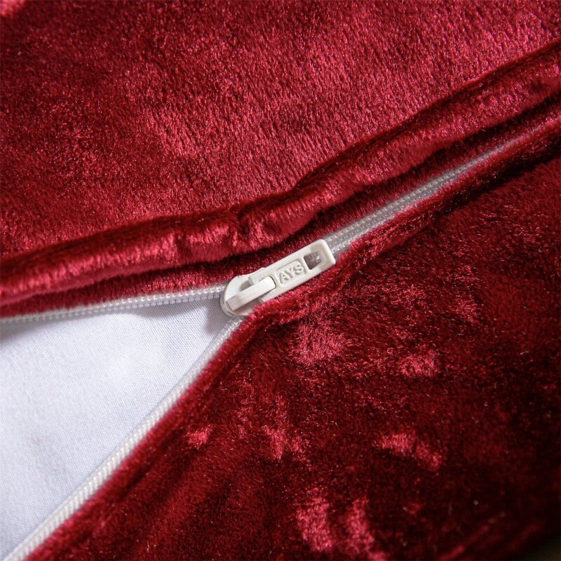 팬토스코프 반짝이는 분쇄 벨벳 트림 시리즈 장식 스로우 베개, 22 인치 x 22 인치, 레드, 2 팩