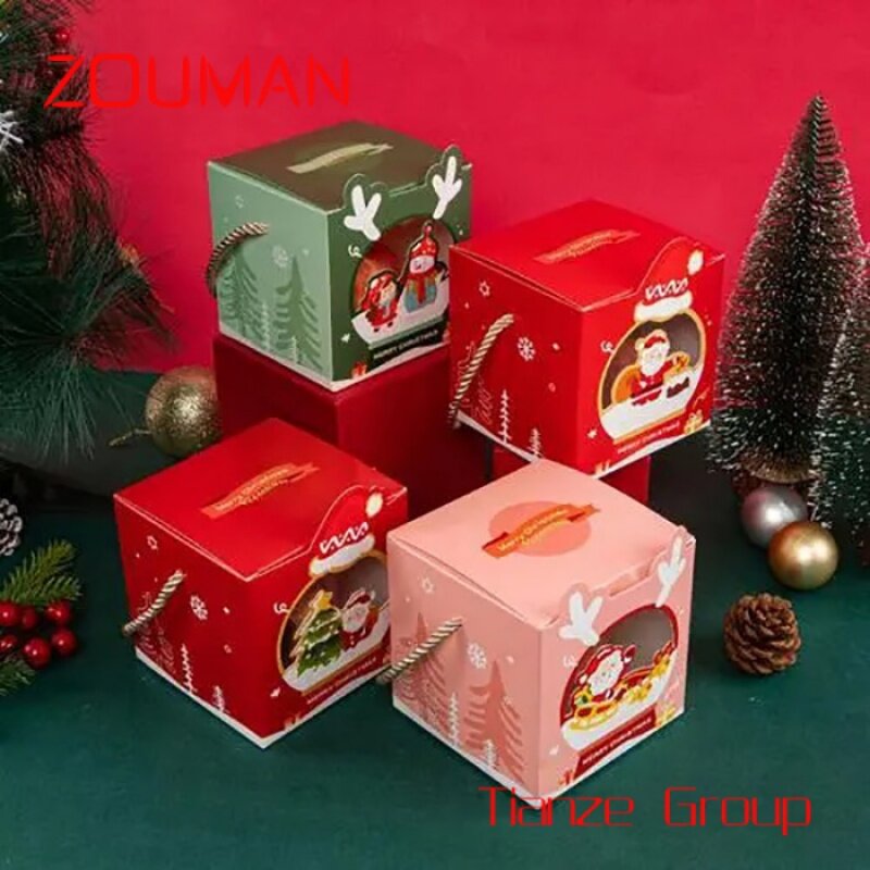 กล่องกระดาษขนาดเล็กบรรจุภัณฑ์สำหรับตกแต่งซานตาคลอสลูกอมช็อคโกแลตของเล่นของขวัญคริสต์มาสกล่องตาบอด
