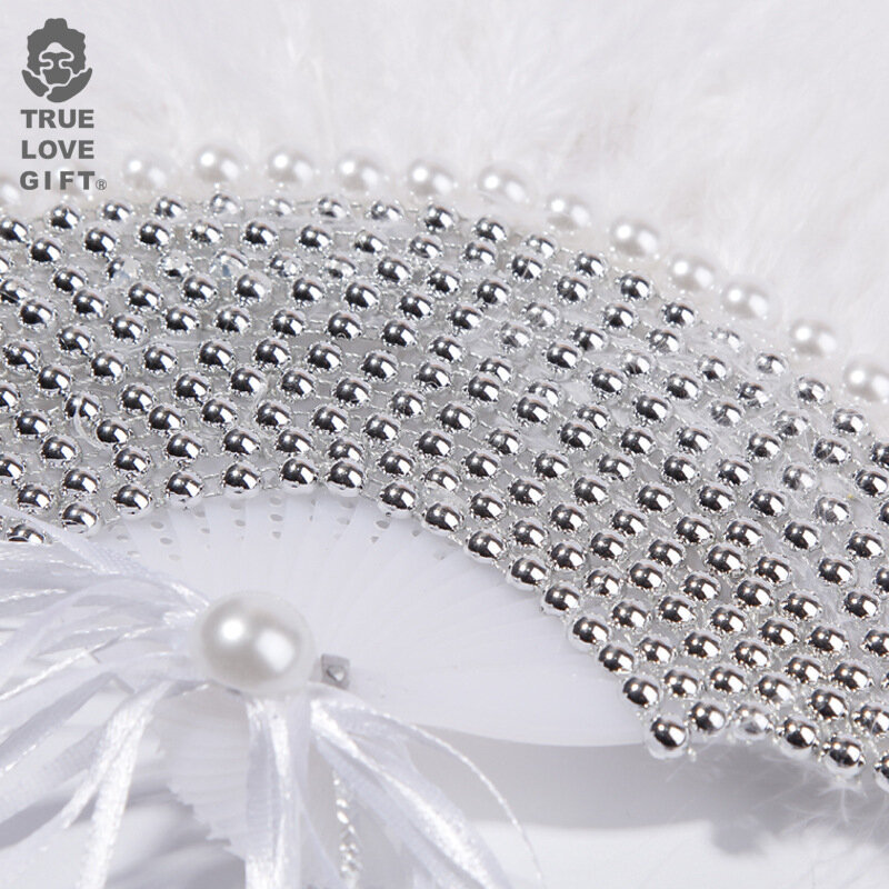 Custom Hand Fans Wedding Lace Feather Fan for Wedding Home Decorative Handmade Fans Bride Decoration Abanicos Para Boda Favors