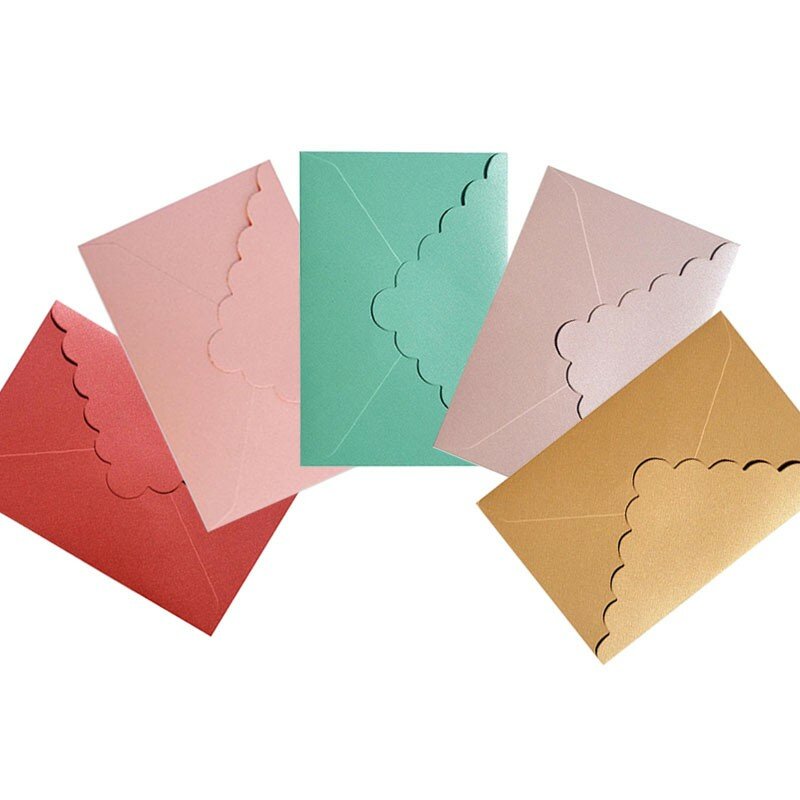 10Pcs Gift Venster Envelop Brief Golvend Pearly Driehoek Trouwkaarten Stationaire Party Ceremony Gift 11*16Cm
