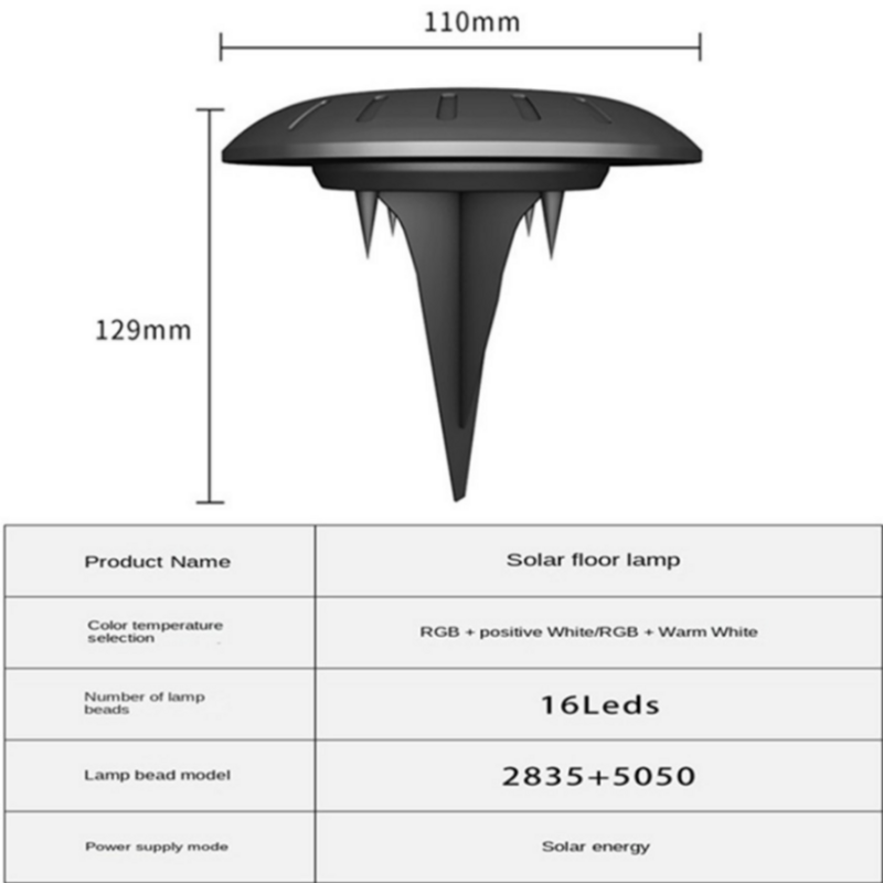 Phlanp 16led solar power grund lichter wasserdicht garten weg deck licht scheinwerfer begraben solar led lampe garten hof rasen dekor