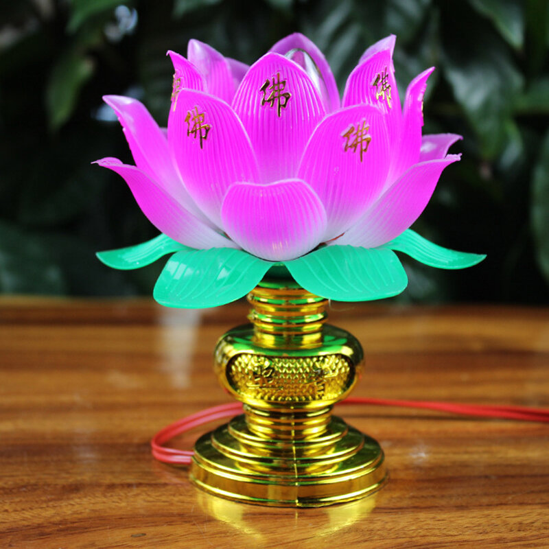 Buddismo Lotus Lamp Exquisite Veilleuse cerimonia buddista solenne culto lampada Buddha decorazione del tempio buddista
