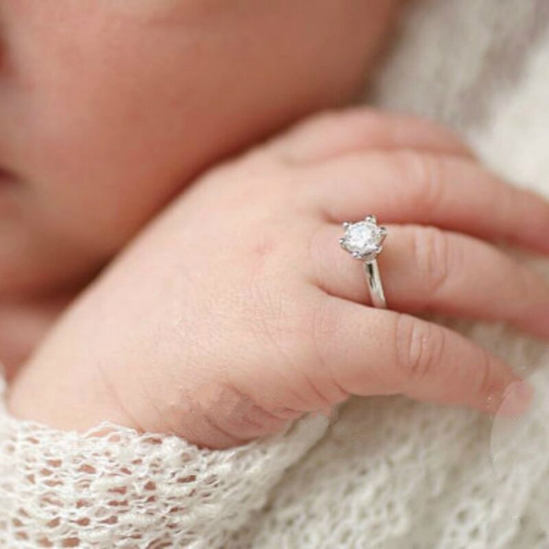 Crystal Angel Rings Outfit Baby Girl Picture Props Newborn Baby Golden Rose Gold Silver Rings Exquisite Newborn Rings