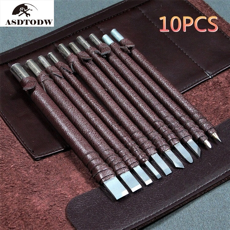 Professional 3/8/10Pcs Tungsten Steel Stone Carving Hand Tools Set Stone Carving Chisel Set Woodworking Carving Tool