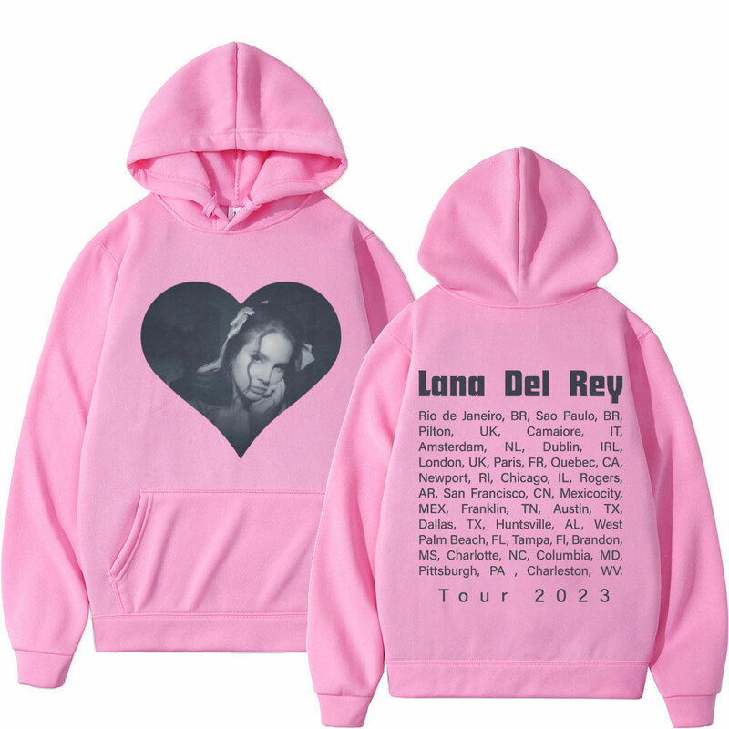2023 piosenkarka Lana Del Rey trasę koncertową bluzy z kapturem z nadrukami mężczyzn kobiet Hip Hop Vintage bluzy z kapturem główna ulica swetry oversize mody
