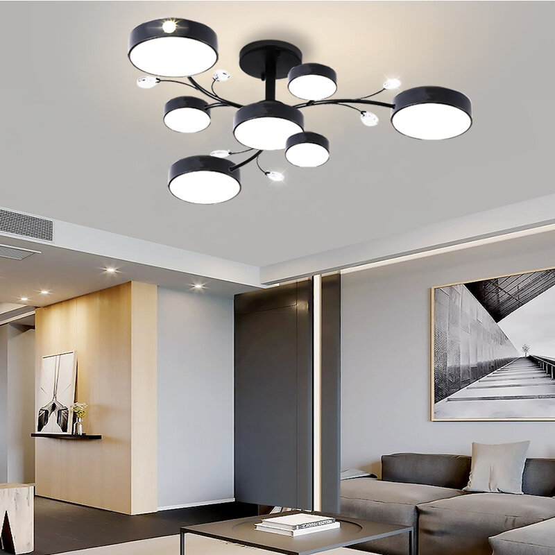 Lampadario moderno a soffitto per interni/lampada a sospensione a led soggiorno sala da pranzo ristorante cucina lampadari a isola (oro + grigio)